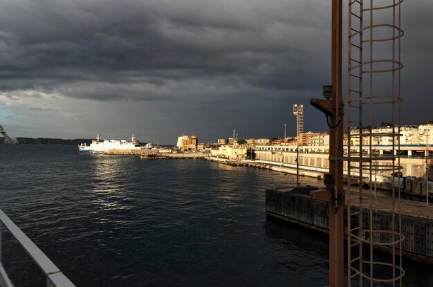 Italy Calabria view of Villa StGiovanni town from a ferryboat