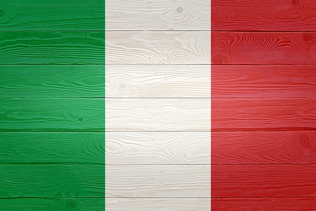 Photo italy flag painted on old wood plank background