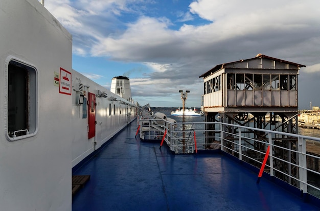 Italy Sicily channel Villa St Giovanni on board of a ferryboat that connects Sicily to Italy