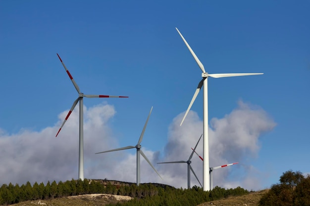 ITALY Sicily countryside near Messina Aeolic energy turbines