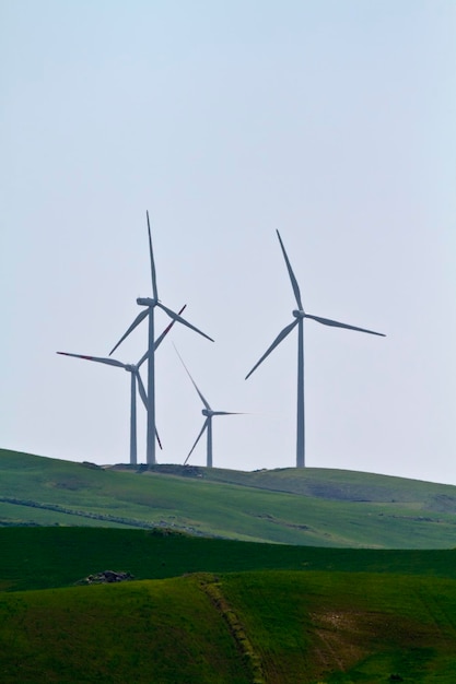 ITALY Sicily countryside near Messina Aeolic energy turbines