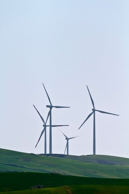 ITALY Sicily countryside near Messina Aeolic energy turbines