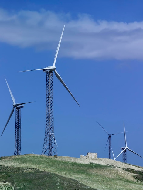 ITALY Sicily Francofonte countryside Aeolic energy turbines