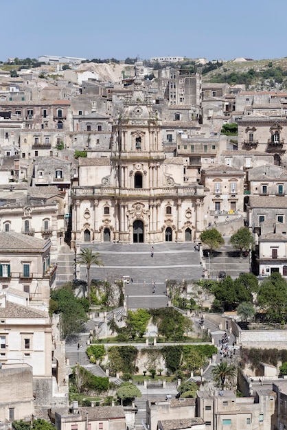 Italy Sicily Modica Ragusa Province St George Cathedral baroque facade