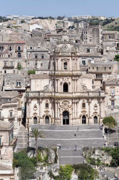 Italy Sicily Modica Ragusa Province St George Cathedral baroque facade