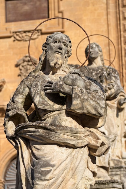 Italy Sicily Modica Ragusa Province St Peter's Cathedral baroque facade and religious statues 18th century aC