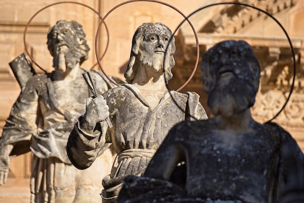 Italy Sicily Modica Ragusa Province St Peter's Cathedral baroque facade and religious statues 18th century aC