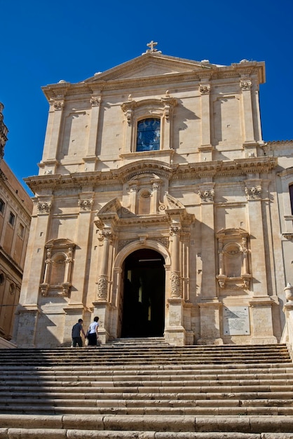 Italy Sicily Noto Siracusa Province Baroque S Francesco Church facade 17th Century aC