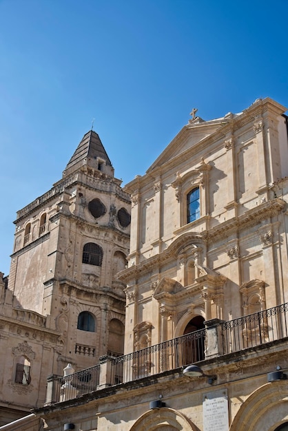 Italy Sicily Noto Siracusa Province Baroque S Francesco Church facade and SS Salvatore Basilica and Monastery