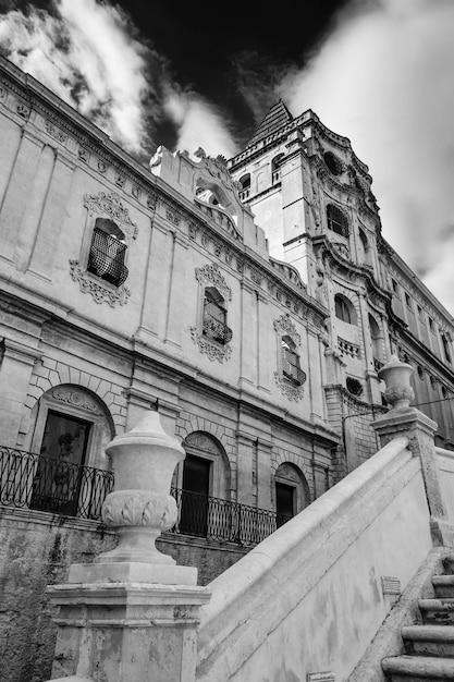 Italy Sicily Noto Siracusa Province SS Salvatore Basilica and Monastery baroque facade