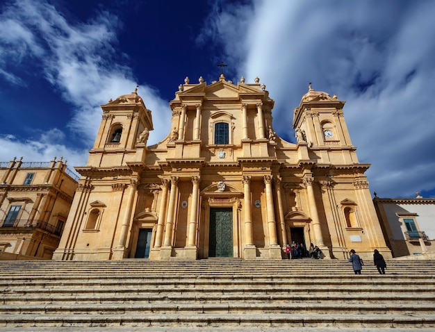 Italy Sicily Noto Siracusa Province view of the S Nicolo Cathedral baroque facade 1703