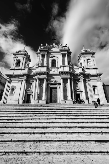 Italy Sicily Noto Siracusa Province view of the S Nicolo Cathedral baroque facade 1703