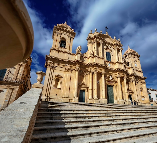 Italy Sicily Noto Siracusa Province view of the S Nicolo Cathedral baroque facade 1703