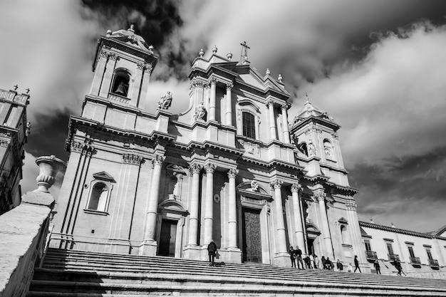 Italy Sicily Noto Siracusa Province view of the S Nicolo Cathedral baroque facade 1703