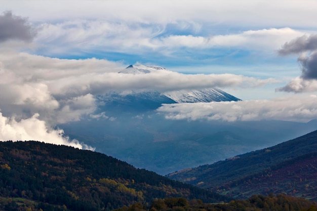 Italy Sicily view of the volcano Etna from the Nebrodi mountains