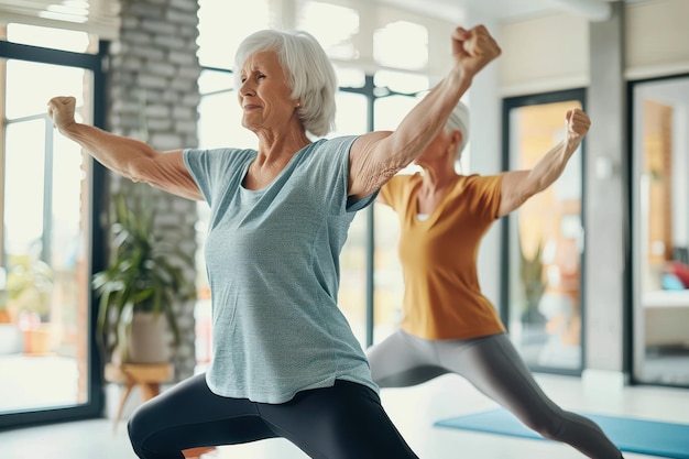 Photo its important to stay active as you age cropped shot of a senior couple exercising together indoors