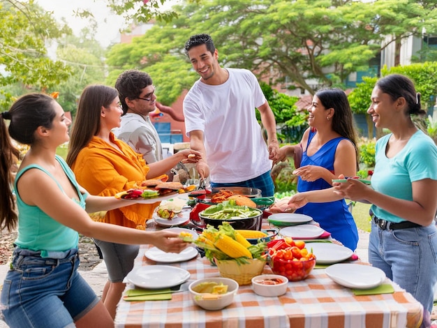 Its a sweltering summer day and a group of neighbors spontaneously set up a block party