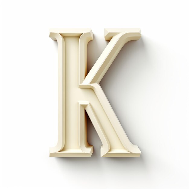 Photo ivory 3d letter k on white background