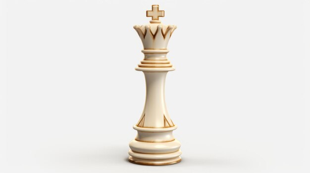 Ivory Chess Piece With Gold Detailing 3d Model Preview