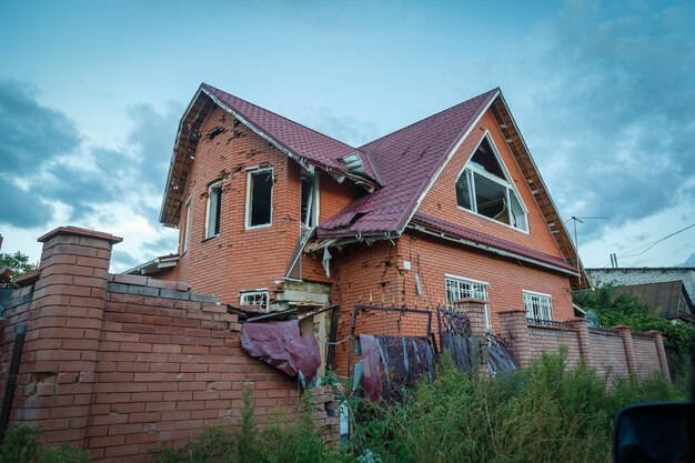 Izium, Kharkiv region, Ukraine - 09.22.2022 Destruction of Izium. Russia Ukraine war. Damaged in Iz