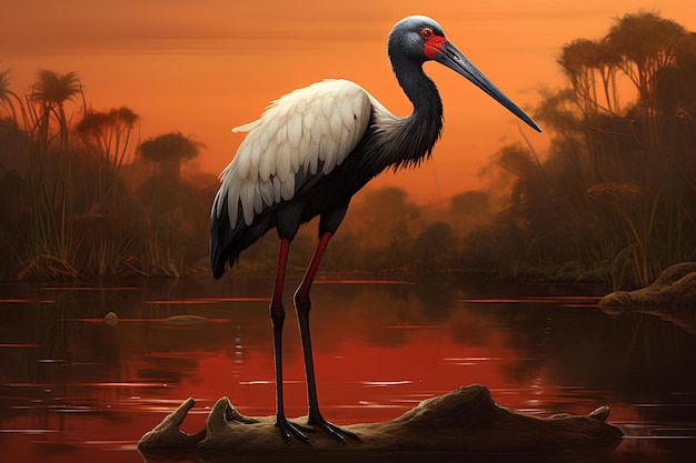 Jabiru in natural forest environment Wildlife photography