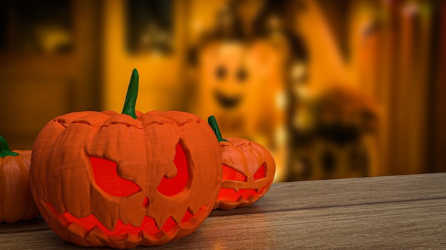 The jack o lantern pumpkin for halloween content 3d rendering