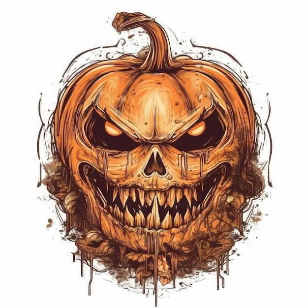 jack o lantern vector illustration for t shirt drawn