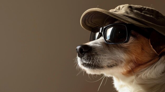 Photo a jack russell terrier wearing a hat and sunglasses