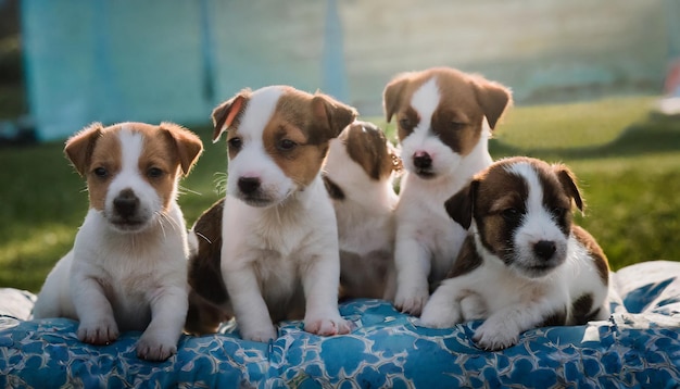 Photo jack russell x border terrier puppies sitting