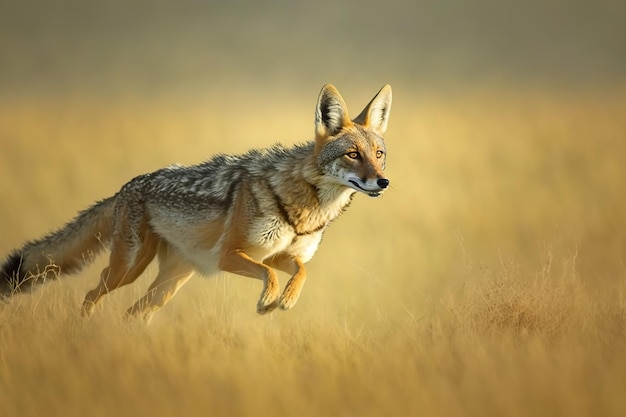 Jackal in the wild a jackal hunting outdoors