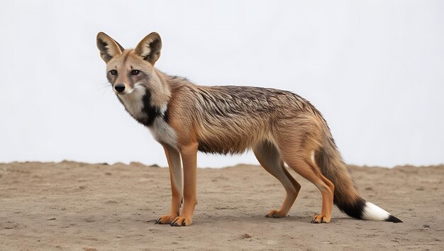 Photo a jackel animal is standing on a white surface with white background