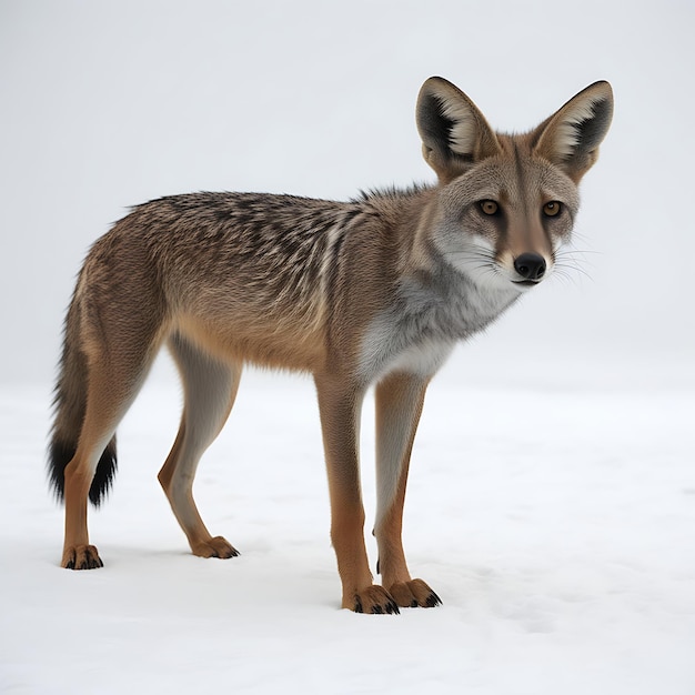 Photo a jackel animal is standing on a white surface with white background