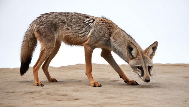 Photo a jackel animal is standing on a white surface with white background