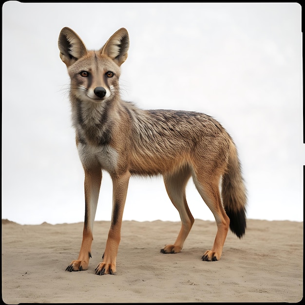 Photo a jackel animal is standing on a white surface with white background