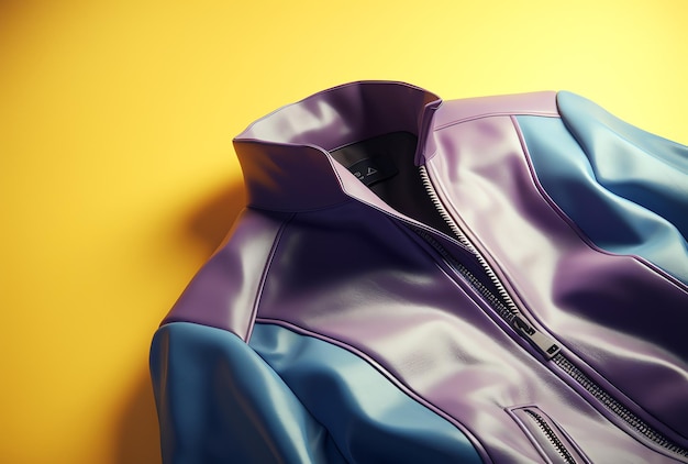 A jacket with purple and yellow on it