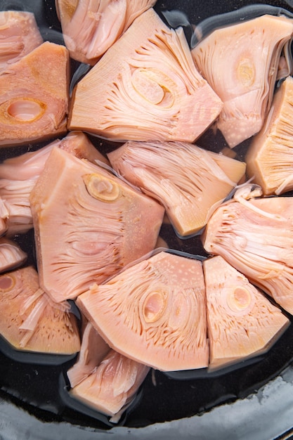 jackfruit canned fruit breadfruit fresh tasty eating cooking meal food snack on the table copy space