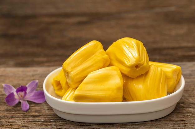 Jackfruit on the wooden  table