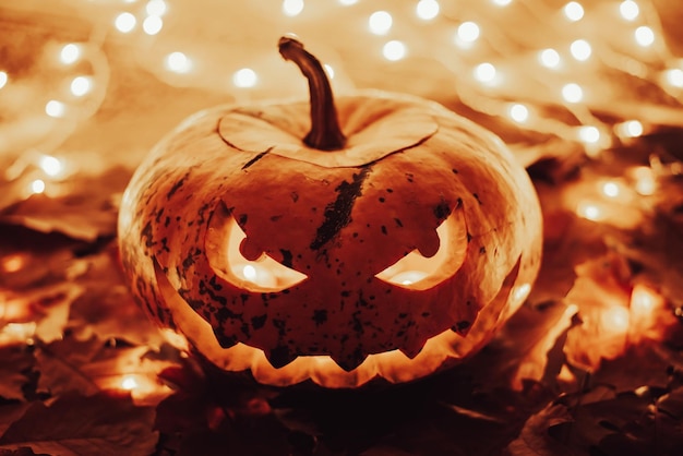 Jackolantern with bright candle light inside