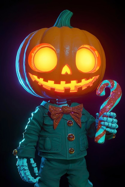 Jackolantern with Candy Cane