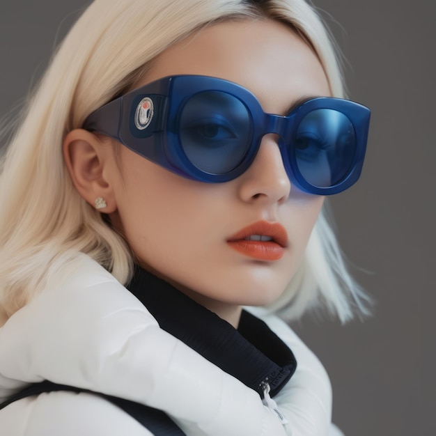 JacquemusMoncler collab 8k futuristic sunglasses dark blue fashion shoot