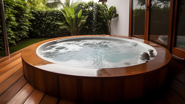 A jacuzzi in the garden at the ritz carlton