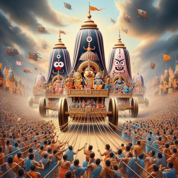 Jagannath Puri Rath Yatra festival post design Odisha festival 3d view of rath