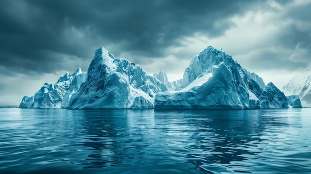 Jagged peaks of ice jut out from the frigid sea a metaphor for the volatility and unpredictability