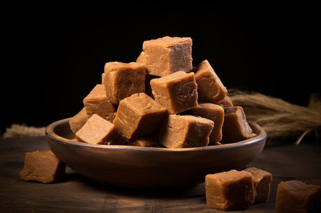 Photo jaggery blocks with a natural look yummy delicious jaggery food image photography