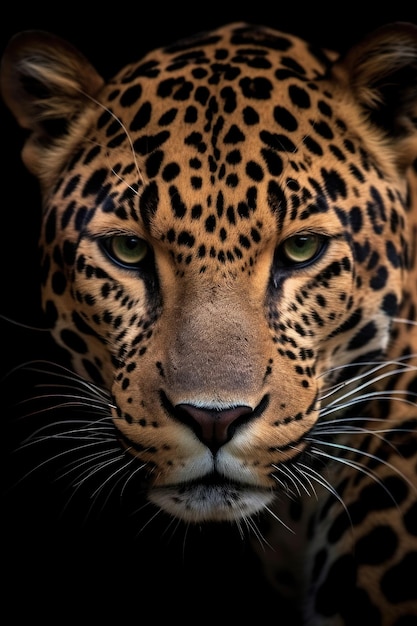 Jaguar portrait on black background Generative AI