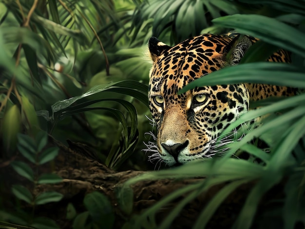 Photo a jaguar in the rain forest