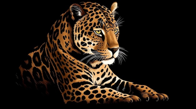 Jaguar with a black background illustration 3