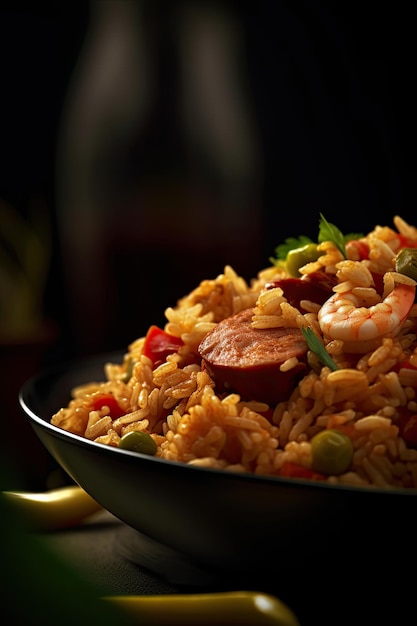 Jambalaya American Creole and Cajun rice dish generative ai