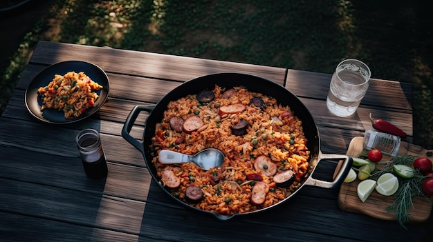 Jambalaya American Creole and Cajun rice dish generative ai