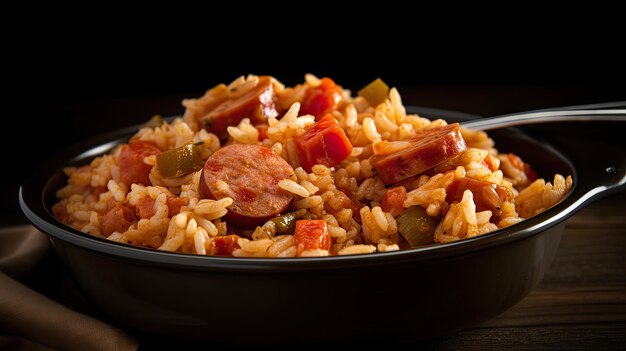 Jambalaya American Creole and Cajun rice dish generative ai